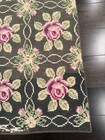 Vintage Needlepoint  Hooked Throw Rug Charcoal Gray W Pink Florals 35   