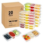 8 Oz Reusable Snack Containers With Lids  New 3 Compartment Condiment Tlh-t-20