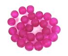25 Frosted Sea Glass Round   Rocaille Beads Matte - Cerise   Fuchsia 10mm