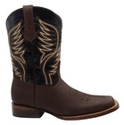 Men Genuine Leather Silverton Western Square Toe Brown Boots Quality Handcrafted