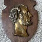 Antique President Abraham Lincoln Profile Mounted On Wood Plaque 