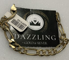925 Sterling Silver Italy Kids Figaro Link Bracelet Gold-tone 10grams 6 5    7mm