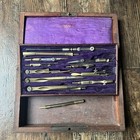 Antique Compass Drawing drafting engineering Set Early 20th Century Wooden Box 