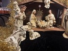 Christmas Nativity Set W  Wood Stable  Hand Painted  Made In Japan  13 Pcs
