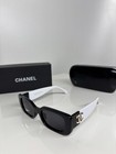 Chanel 5525 Polarized Black   White Rectangle Sunglasses