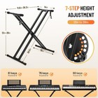 Keyboard Stand Piano Bench Set Height-adjustable Extra-wide Portable