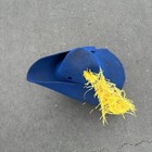 Adult Renaissance Costume Medieval Hat Blue Felt Yellow Feather Clopin