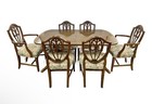 Elegant Vintage Federal Style Mahogany Dining Set Table   6 Sheildback Chairs