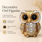 Gold Owl Statue Small Figurine Shelf Decor   1 Resin Owl Figurine  Gold Finis   