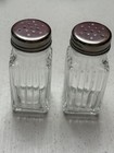 Vintage 2ct  Set Glass Salt And Pepper Shakers - Metal Twist Top