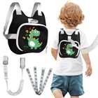 Toddler Harness Backpack Leash With Wrist Link   Cute Dinosaur Anti-lost Black