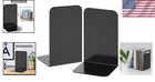Elegant Black Metal Bookends - 8 Inch Heavy Book Stoppers For Organized Shelves
