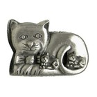 Kitty Cat Brooch Pin  Necklace  Earrings   Jewelry Box Set   Pewter   By Torino