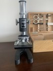Amc Microscope Set 50x  600x Wooden Case - Vintage - Super Nice 