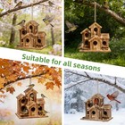 Bird House For Outside  5 Hole Hanging Wooden Birdhouse Feeder