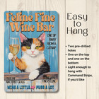 Calico Cat Wine Sign Feline Fine Funny Kitty Metal Tin Home Bar Wall Art Decor