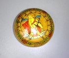 Vintage Italian Cupid Cherub Turned Wood Round Trinket Pill Box Hand Painted 