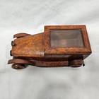 Bh 1920 s Wood Automobile Shape Jewelry Case W Beveled Glass Top Automobilia