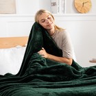 Queen Size Plush Fleece Bed Blanket 90x90in  Forest Green  All Season Soft Warm