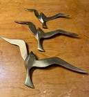3 Vintage Solid Brass Flying Seagulls Birds Wall Hanging Mid Century Modern Mcm