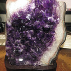 Large Polished Amethyst Crystal Cluster  Cathedral Geode From Uruguay Wood Stand