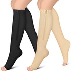 3 Pair Compression Socks Zipper Open Toe 20-30mmhg Medical Varicose Veins Socks