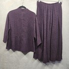 Uru Textured Silk Pant Set Womens One Size Purple Floral Wide Leg Artsy