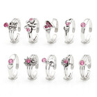 New Vintage 925 Sterling Silver Toe Rings - Set Of 10 - Pink Blossom Collection