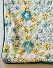 Vintage Linen Pillow Cover Crewel Embroidered Blue Teal Flowers  Sprays 18   x 18   
