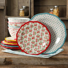 The Pioneer Woman Timeless Floral   Retro Dot 12-piece Dinnerware Set