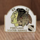 Portland Winter Hawks Hockey Vtg Lapel Pin 1989-1990 Whl Logo White Gold 89-90