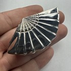 Vintage Sterling Silver Japanese Fan Trinket Repousse Floral Snuff pill Box 21g