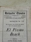 Vintage 1908 Playbill Richard   s Theatre Pizmo Pismo Beach California Ephemera