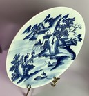 Antique 13    Chinese Export Celadon Charger Blue Willow Type Late Qing 19thc