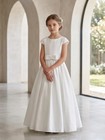Satin First Communion Dress For Girls   Bow Flower Girl Dress   Vinam Boutique
