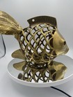 Vintage Large Brass Koi Fish Candle Holder