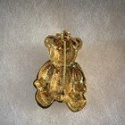 Anne Klein  Gold Tone Teddy Bear Brooch Red Navy  Rhinestone Eyes  Y2k Patriotic