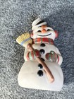 Vintage Snowman Christmas Figurine Porcelain Signed Shively