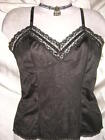  Vintage Black Cami Lace Trim Medium Black Nylon Usa