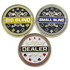  Set Of 3 Metal Poker Buttons - Dealer Button  Big Blind And Small Blind Metal 