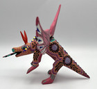 Mexican Folk Art Alebrije Painted Wood Monster Alien Figure Signed Meichar Wings