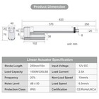 1500n 10  Electric Linear Actuator Cylinder Dc 12v Stroke For Car Door Opener