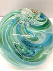 Pyromania Hand Blown 6  Glass Fishing Float Ornament Green Oregon Signed 2003