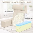 Reading Pillow For Bed W armrests  Headrest   Pockets - Dual Support