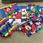 Vtg Disney Mickey Mouse Twin Blanket  Sheet Set Pillowcase Curtains  Color Block