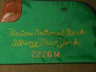 Vintage Rifkin Union National Bank Albany Ny Zipper Deposit  Bank Bag  no Key 