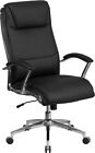 High Back Black Leather Executive Swivel Office Chair W  Built-in Lumbar Support