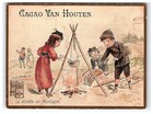 Trade Cacao Van Card Houten Victorian French 1800 s Children Cooking Pan Fire