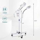 Height  Adjustable 2 In 1 Ozone Facial Steamer On Wheels With 5x Magnifying Lamp