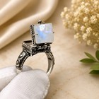 Natural Moonstone Poison Ring   Handmade 925 Sterling Silver Box Ring